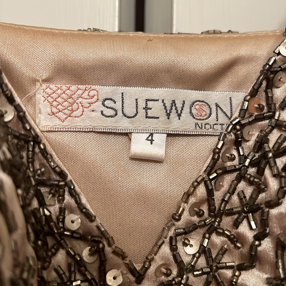 Sue Wong Beaded Cocktail Dress withh fishtail pleats - Picture 4 of 5